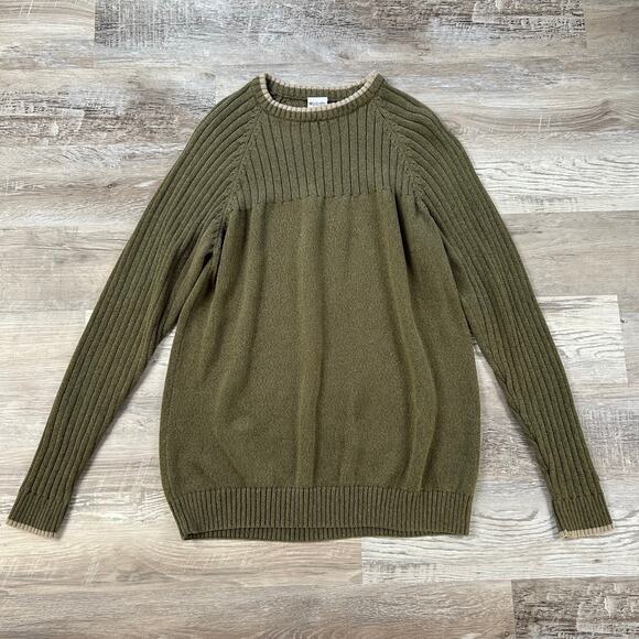 Columbia Men’s Olive Green Cotton Sweater XXL Ribbed Knit Pullover Outdoors - Picture 1 of 8